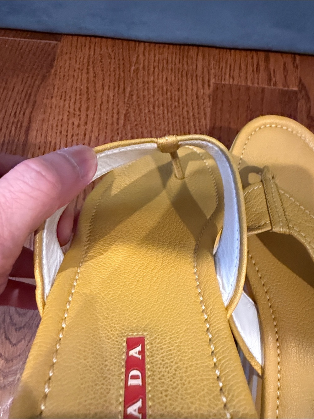 Prada Yellow Leather Platform Thong Sandals - Picture 14 of 17
